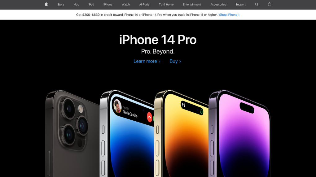 Apple homepage