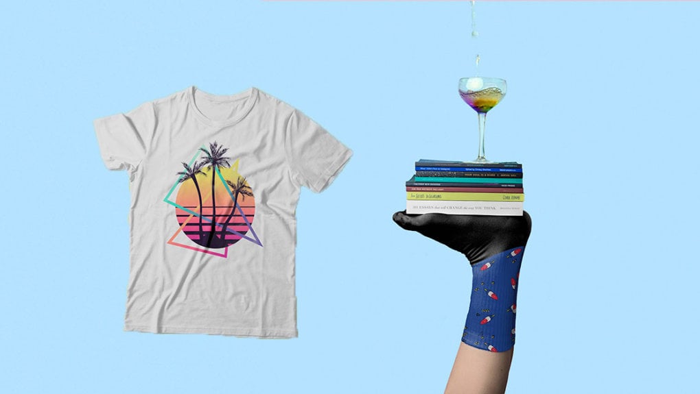 TinCan store by Thalorix SEO Tshirt with palm, tree and stack of books