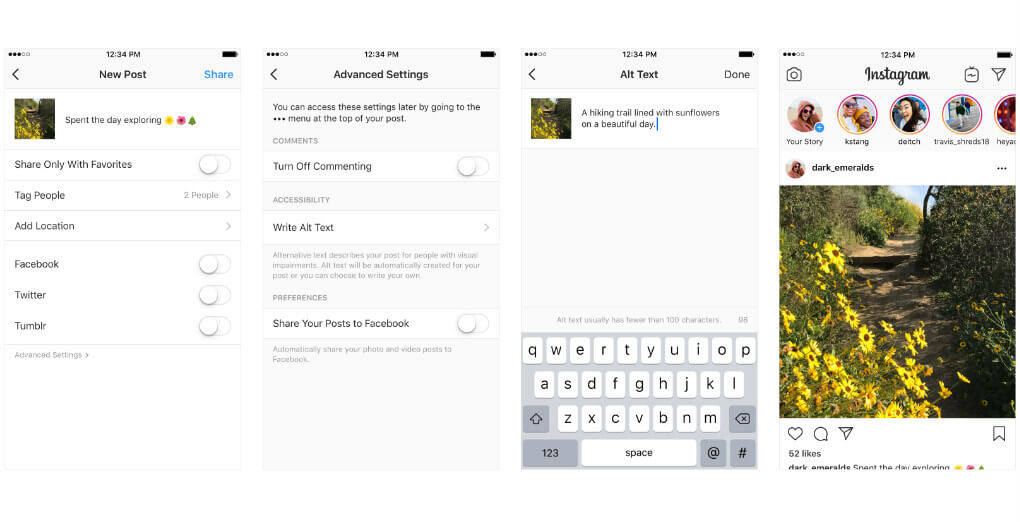Instagram feature for alt text