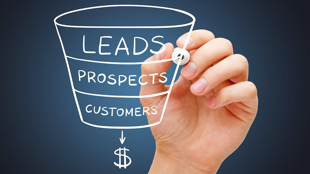 hand drawing sales funnel